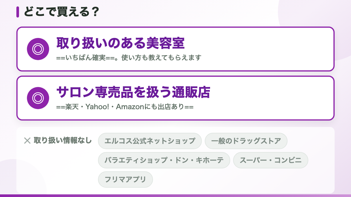 エルコスの公式ネットショップは「サロン専用」です