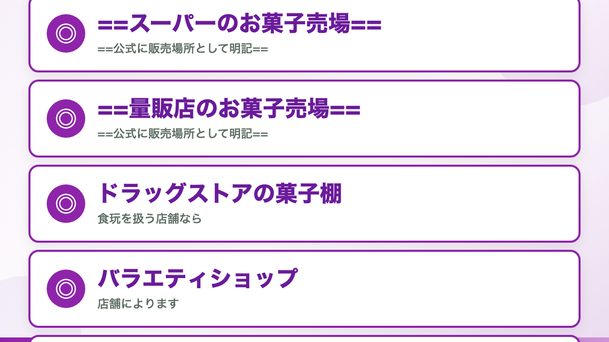 公式の販売場所は「量販店・スーパー・コンビニ」です