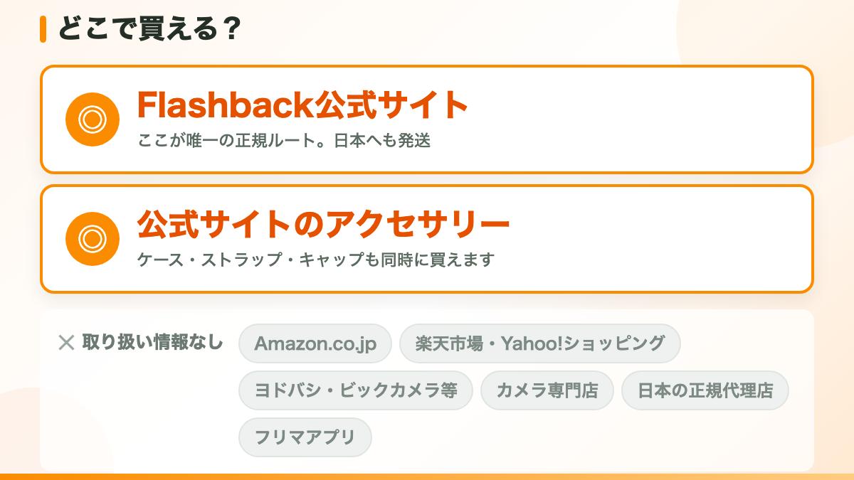 Flashback ONE35が買えるのは公式サイトだけです